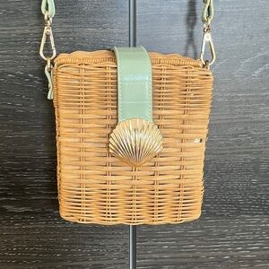Top Shop Woven Wood Bag